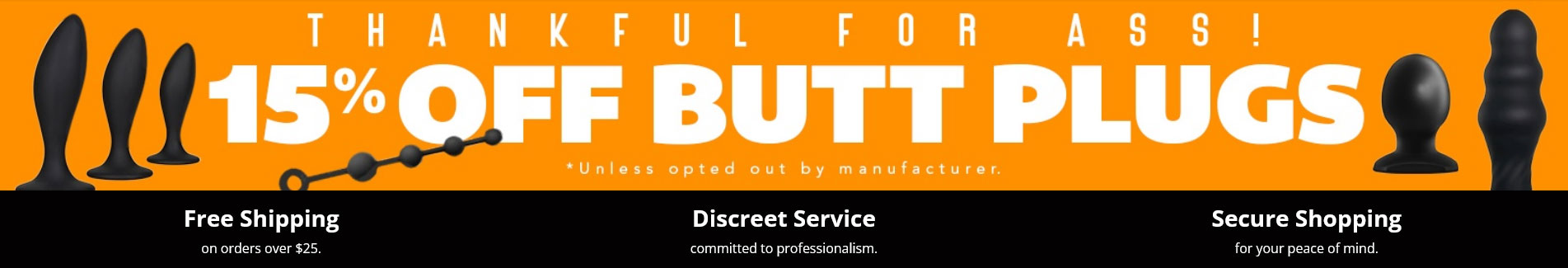 SEX TOY STORE - 15% OFF BUTT PLUGS