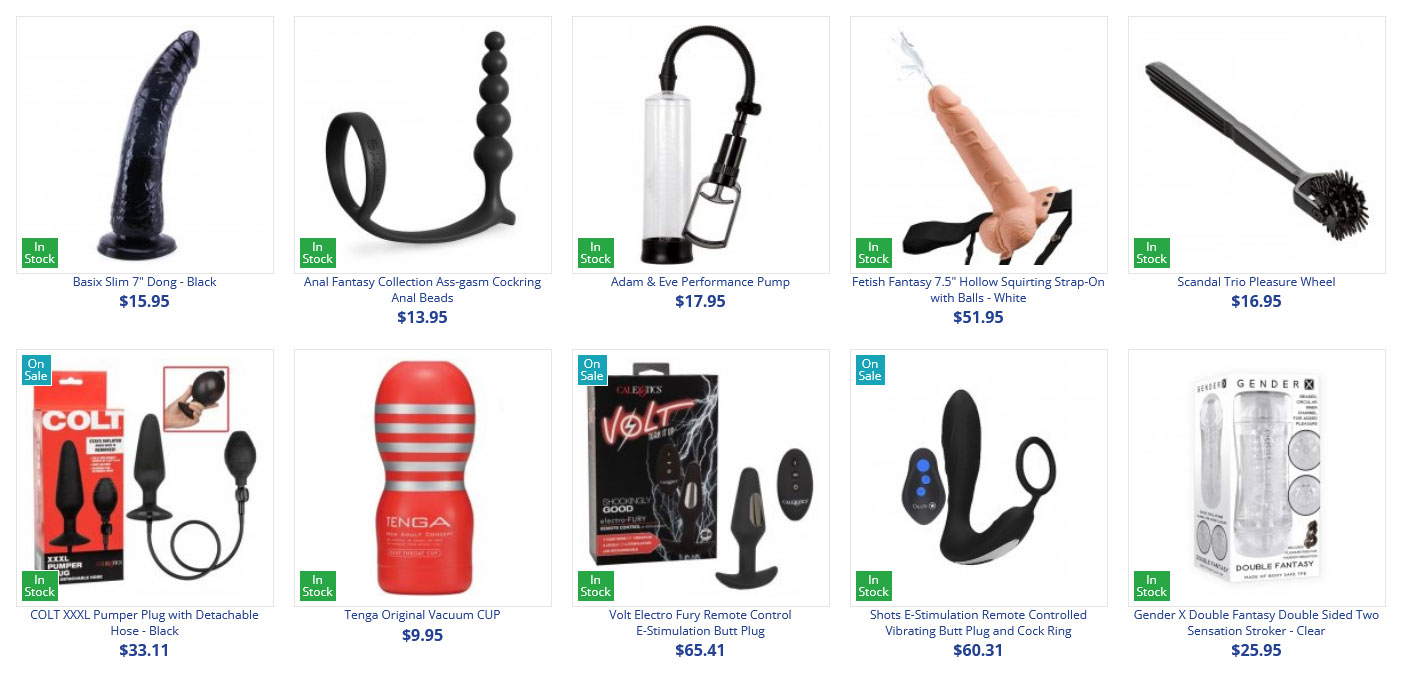 Dildos, Butt Plugs, Pumps, Cockrings, Anal Toys, Harnesses, Fucking Machines, Vibators, Prostate Toys, Penis Pumps ^ More